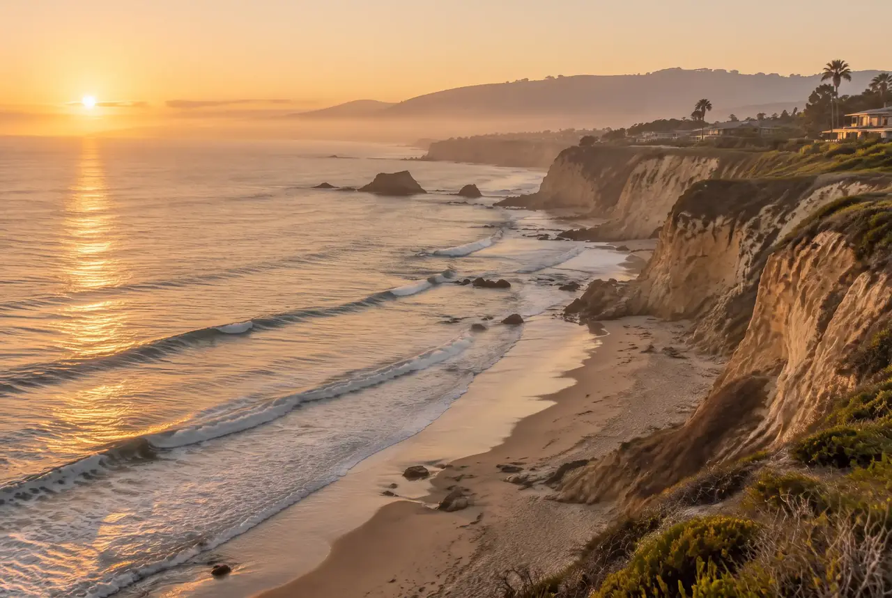 Golden hour over the Orange County coastline
